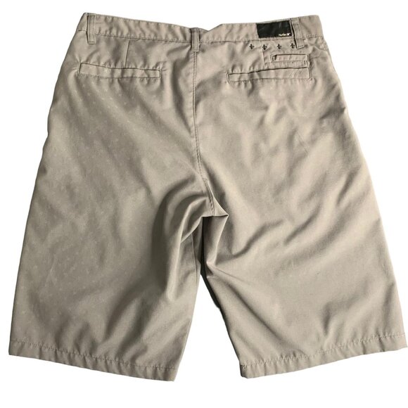 Hurley High Rise Flat Front Shorts 33 Grey Button Zip Pockets Belt Loops 12 in - Picture 4 of 6